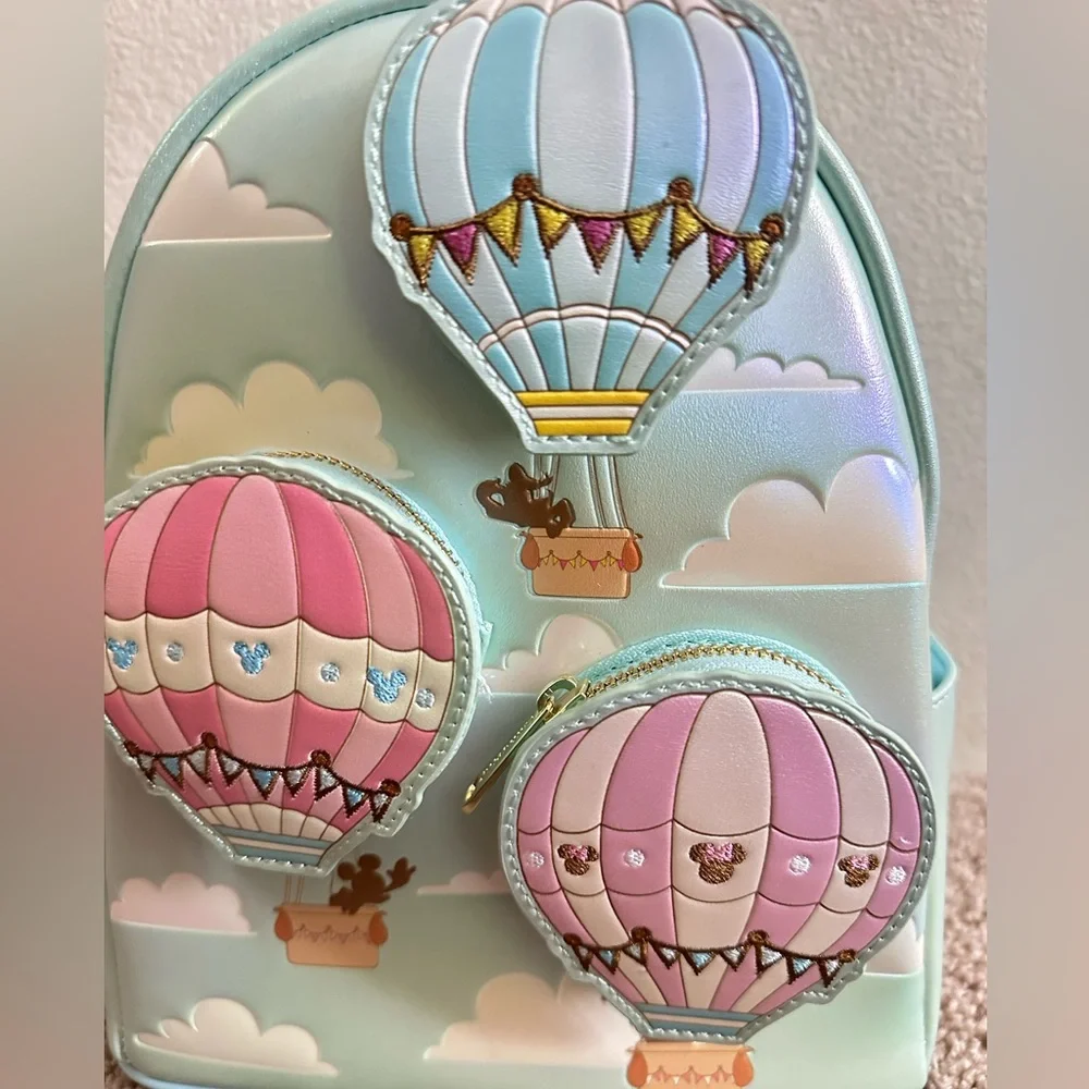 NWT Loungefly Disney Iridescent Hot Air Balloon Backpack - Picture 2 of 4
